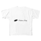 Petan Dogのペタンする黒の柴犬　伸び All-Over Print T-Shirt