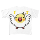 まめるりはことりのまるまるオカメインコ【まめるりはことり】 フルグラフィックTシャツ