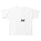 HASHINOHIROMIのChat noir marche  フルグラフィックTシャツ