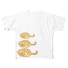 らぴの堂のゴロゴロとらねこ親子 フルグラフィックTシャツ