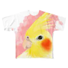 まめるりはことりのほんわかオカメインコ　ルチノー【まめるりはことり】 フルグラフィックTシャツ