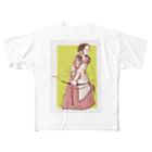 魚の目／illustrationの弓を射る少女 フルグラフィックTシャツ