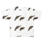 猫神様のいる店『SHRIMO』の自由な伸び猫 フルグラフィックTシャツ