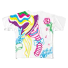 Cɐkeccooのシルクハット★ガイコツ-カラフル All-Over Print T-Shirt