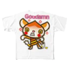 ザ・ワタナバッフルのマロンヘッドのネコ”ガッデム/Goddamn” All-Over Print T-Shirt