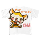 ザ・ワタナバッフルのマロンヘッドのネコ”グッドモーニャング” All-Over Print T-Shirt