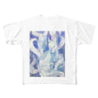 Lost'knotのBlue nine-tailed fox All-Over Print T-Shirt