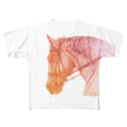馬の絵の画家　斉藤いつみのがんばる馬Tシャツ（オレンジ） フルグラフィックTシャツ