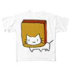 ひねくれ堂のカステラに顔を突っ込む猫 All-Over Print T-Shirt