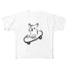 HER AND MARSHMALLOWのSkate boarder french bulldog 　スケボー　フレブル All-Over Print T-Shirt