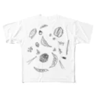 気ままに創作　よろず堂の森の調べ　モノクロ All-Over Print T-Shirt