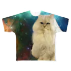 大変かわいらしい猫のグッズ屋さんの自分召し上がり猫 （宇宙） フルグラフィックTシャツ