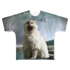 大変かわいらしい猫のグッズ屋さんの咆哮 (嵐) フルグラフィックTシャツ