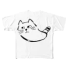 気ままに創作　よろず堂の飼い主よ、何か用か？　モノクロ黒 All-Over Print T-Shirt