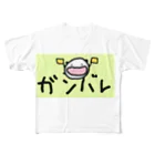 ダイナマイト87ねこ大商会の頑張ってバの上で応援するねこです All-Over Print T-Shirt