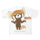 ザ・ワタナバッフルの大耳のレッサーパンダ "WHY?" フルグラフィックTシャツ