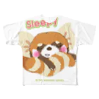 ザ・ワタナバッフルの大耳のレッサーパンダ "Sleepy" フルグラフィックTシャツ