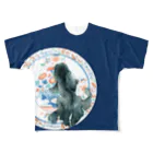  花金魚園の菊の器　紺 All-Over Print T-Shirt