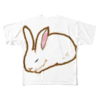 兔月夜/RabbitMoonNightのねてる？うさぎ フルグラフィックTシャツ