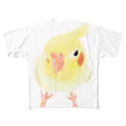 まめるりはことりのオカメインコ　おすましルチノー【まめるりはことり】 フルグラフィックTシャツ