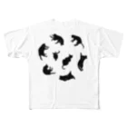 NOBODY754のKitties (Black All-Over Print T-Shirt