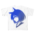 鮫ちゃんの猫耳ボブ子の横顔 フルグラフィックTシャツ