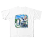 Atelir SOLEILのミコノス島の山登り猫 All-Over Print T-Shirt