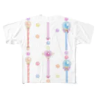 プリズモリイの箱の魔法少女のゆめかわステッキ&パステルカラーの魔法玉石～ストライプ～ All-Over Print T-Shirt