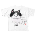 わらしな山猫堂のロン猫クレヨンイラストS フルグラフィックTシャツ