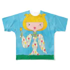 雑貨屋ヨコイマウの花子と根子（はなことねっこ）／チューリップ All-Over Print T-Shirt