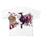 つづりのコラージュの海とシャチ レトロVer All-Over Print T-Shirt