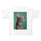 PriscilaGlassesの愛猫　タビー フルグラフィックTシャツ