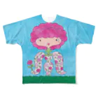 雑貨屋ヨコイマウの花子と根子（はなことねっこ）／バラ フルグラフィックTシャツ