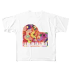 chicodeza by suzuriの花花ピアノ フルグラフィックTシャツ