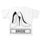 ペアTシャツ屋のシバヤさんのペア(BRIDE)ヒール_ホワイト フルグラフィックTシャツ