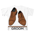 ペアTシャツ屋のシバヤさんのペア(GROOM)シューズ_ブラウン All-Over Print T-Shirt