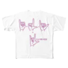 創作工房muccoの指文字:I LOVE YOU  フルグラフィックTシャツ