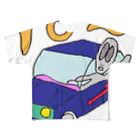 suta HOUSEのリトルグレイのりとる君　car フルグラフィックTシャツ