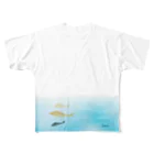 源湯(みなもとゆ 通称:げんゆ)の【1周年】kameさんデザイン（両面ver.） All-Over Print T-Shirt
