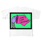 Mieko_KawasakiのCAN'T GET ENOUGH / GREEN トイレットペーパー　 All-Over Print T-Shirt