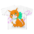 Tatsuya Artistのオレンジキャット「シャネル」 フルグラフィックTシャツ