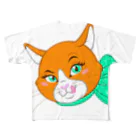 Tatsuya Artistのオレンジキャットの「シャネル」 フルグラフィックTシャツ