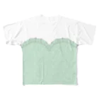 【公式】まるいねこのハートカットTシャツ ～ Green ～ パステルカラーVer. フルグラフィックTシャツ