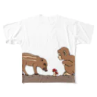 prunelleの小猿と瓜坊ときのこ All-Over Print T-Shirt