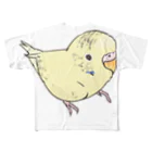 まめるりはことりの可愛いセキセイインコ　おすましちゃん【まめるりはことり】 All-Over Print T-Shirt