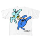 カツボン(KATZBOM)／漫画家ラッパーのネジネコとモンタナ〜ジャンプ！ フルグラフィックTシャツ