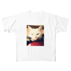 shippoの白猫ぎんくん フルグラフィックTシャツ