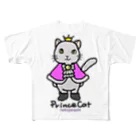 ゆきだるまころころのねこの王子様＊ピンク フルグラフィックTシャツ