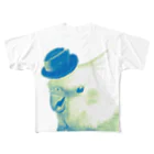 marscamelliaのくーちゃんと帽子（羽根） フルグラフィックTシャツ