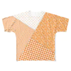 まるいねこのパッチワーク風Tシャツ ～ Orange ～ フルグラフィックTシャツ